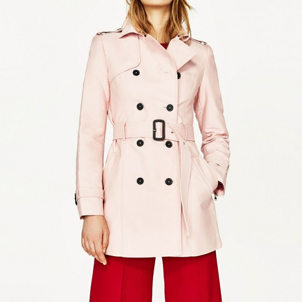 Zara blush pink trenchcoat fall spring coat